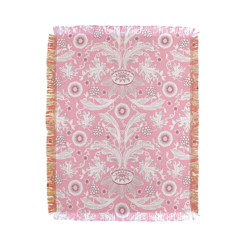 Becky Bailey Floral Damask in Pink Throw Blanket