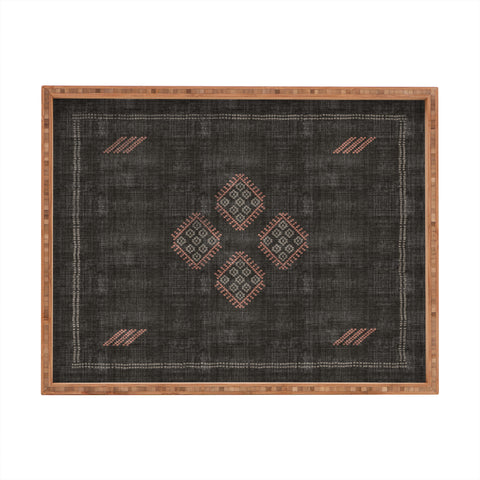 Becky Bailey Kilim in Black and Pink Rectangular Tray