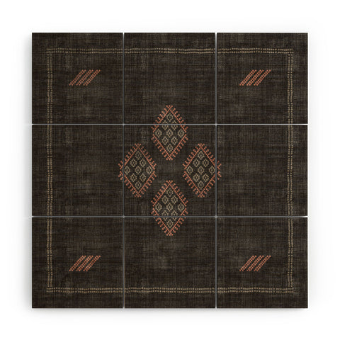 Becky Bailey Kilim in Black and Pink Wood Wall Mural