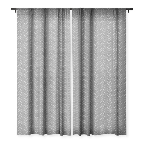 Becky Bailey Mud Cloth Big Arrows Charcoal Sheer Window Curtain
