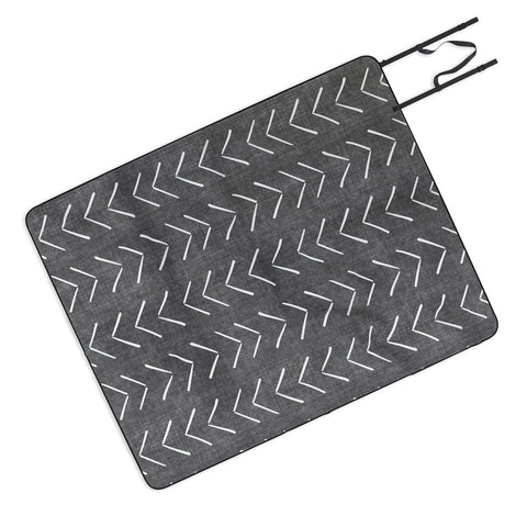 Becky Bailey Mud Cloth Big Arrows Charcoal Picnic Blanket