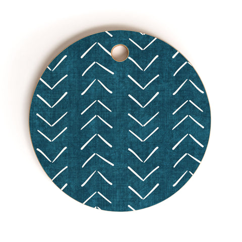 Becky Bailey Mud Cloth Big Arrows in Teal Cutting Board Round