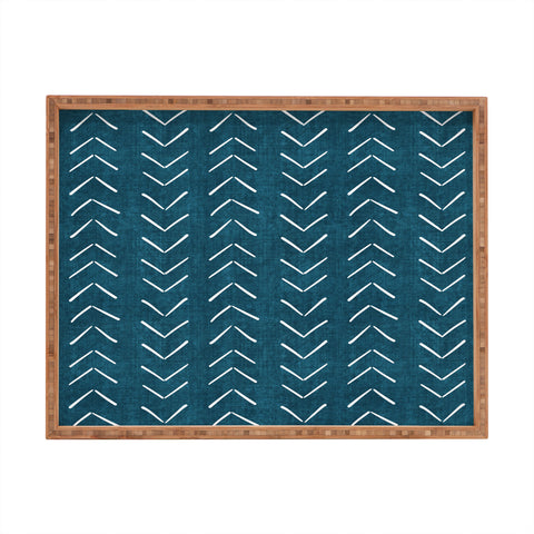 Becky Bailey Mud Cloth Big Arrows in Teal Rectangular Tray