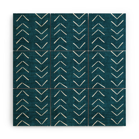 Becky Bailey Mud Cloth Big Arrows in Teal Wood Wall Mural