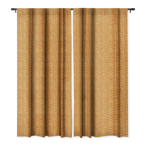 Becky Bailey Mud Cloth Big Arrows in Yellow Blackout Window Curtain