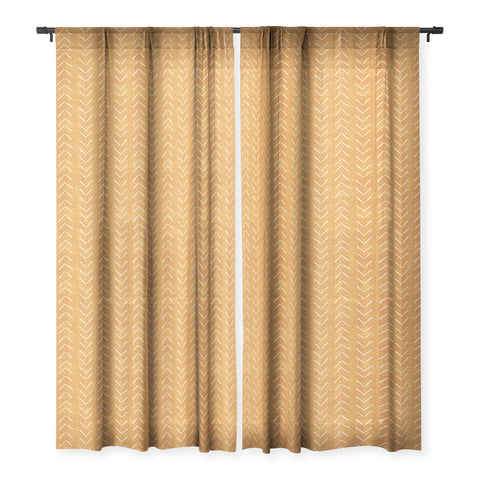 Becky Bailey Mud Cloth Big Arrows in Yellow Sheer Window Curtain