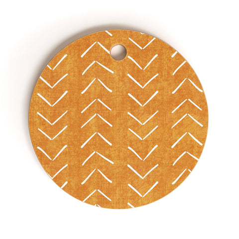 Becky Bailey Mud Cloth Big Arrows in Yellow Cutting Board Round