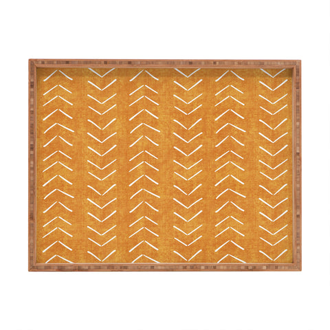 Becky Bailey Mud Cloth Big Arrows in Yellow Rectangular Tray