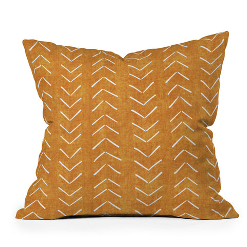 Becky Bailey Mud Cloth Big Arrows in Yellow Throw Pillow