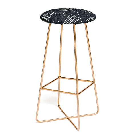 Becky Bailey Mud cloth in black and white Bar Stool