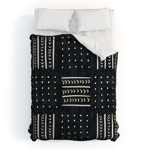 Becky Bailey Mud cloth in black and white Duvet Cover