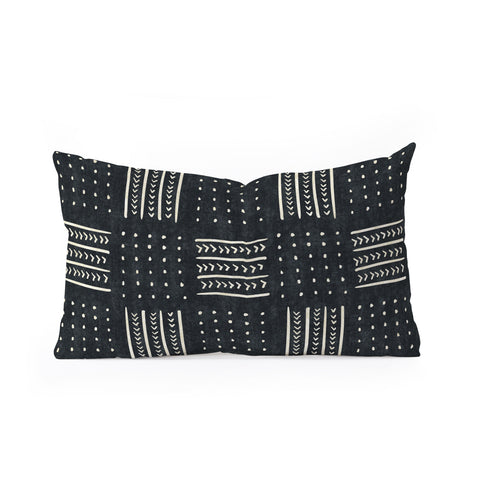 Becky Bailey Mud cloth in black and white Oblong Throw Pillow