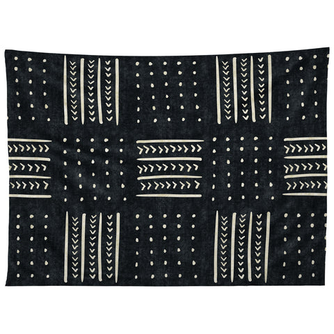 Becky Bailey Mud cloth in black and white Tapestry