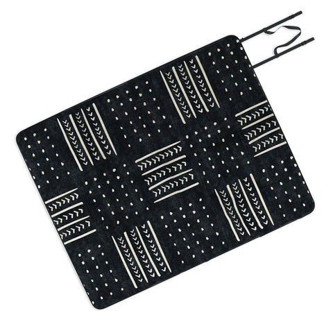 Becky Bailey Mud cloth in black and white Picnic Blanket