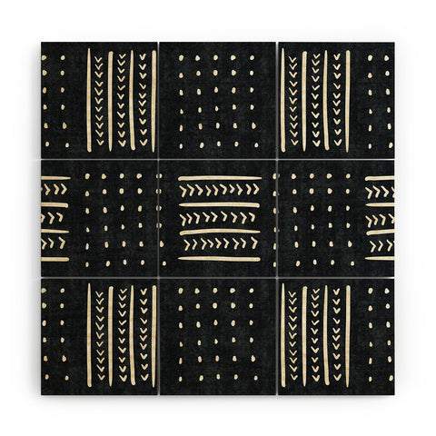 Becky Bailey Mud cloth in black and white Wood Wall Mural