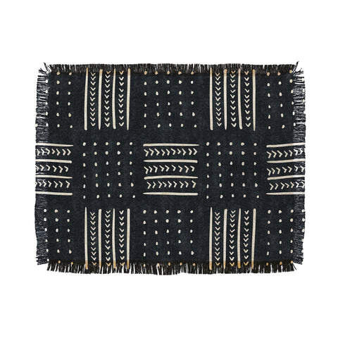Becky Bailey Mud cloth in black and white Throw Blanket