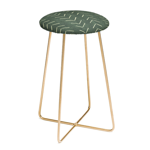 Becky Bailey Mudcloth Big Arrows in Leaf Green Counter Stool