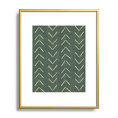 Becky Bailey Mudcloth Big Arrows in Leaf Green Metal Framed Art Print