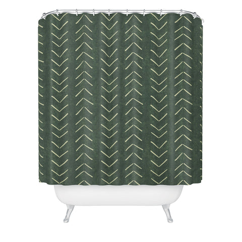 Becky Bailey Mudcloth Big Arrows in Leaf Green Shower Curtain