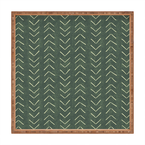 Becky Bailey Mudcloth Big Arrows in Leaf Green Square Tray