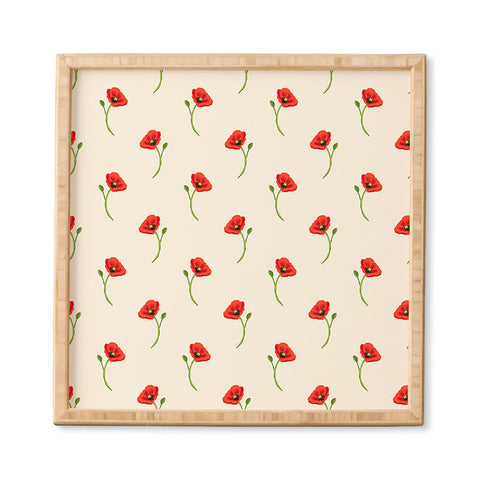 Becky Bailey Poppy Pattern in Red Framed Wall Art