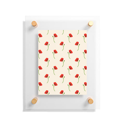 Becky Bailey Poppy Pattern in Red Floating Acrylic Print