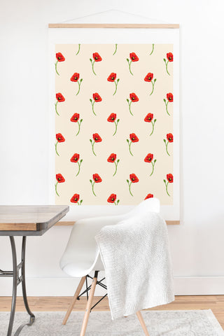 Becky Bailey Poppy Pattern in Red Art Print And Hanger