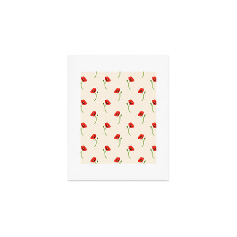 Becky Bailey Poppy Pattern in Red Art Print