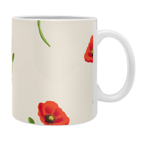Becky Bailey Poppy Pattern in Red Coffee Mug