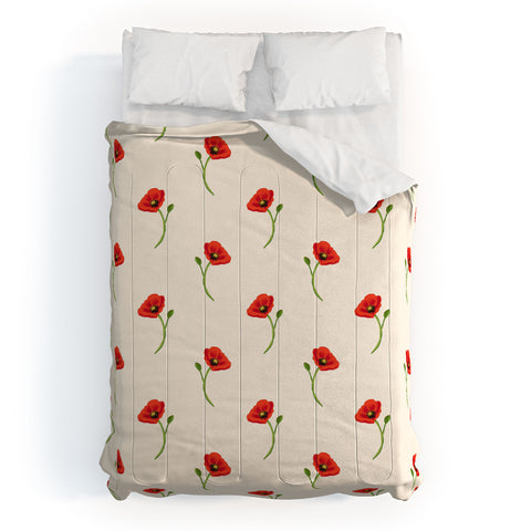 Becky Bailey Poppy Pattern in Red Comforter