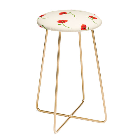 Becky Bailey Poppy Pattern in Red Counter Stool