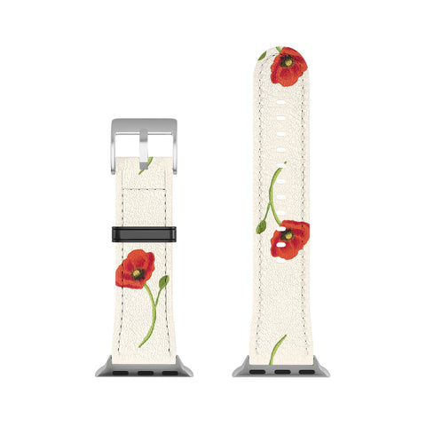 Becky Bailey Poppy Pattern in Red Apple Watch Band