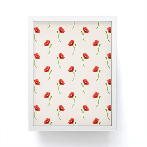 Becky Bailey Poppy Pattern in Red Framed Mini Art Print