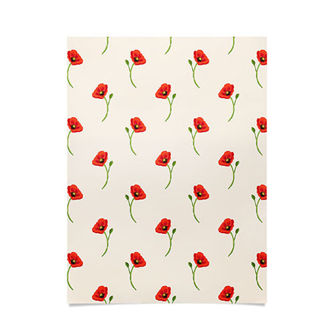 Becky Bailey Poppy Pattern in Red Poster