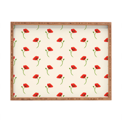 Becky Bailey Poppy Pattern in Red Rectangular Tray