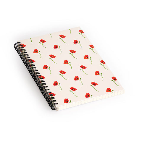 Becky Bailey Poppy Pattern in Red Spiral Notebook