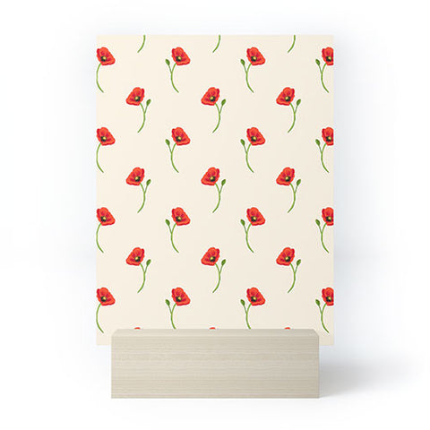Becky Bailey Poppy Pattern in Red Mini Art Print