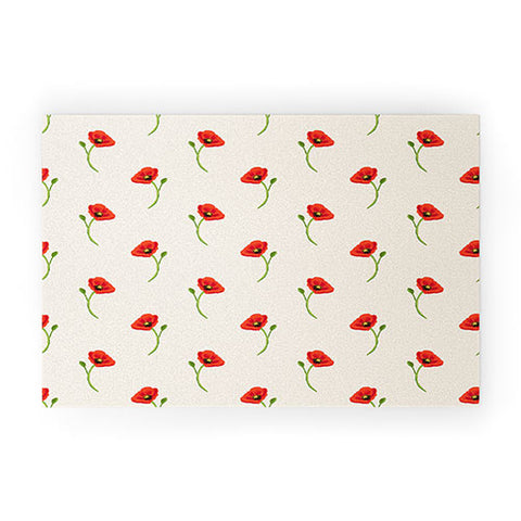 Becky Bailey Poppy Pattern in Red Welcome Mat