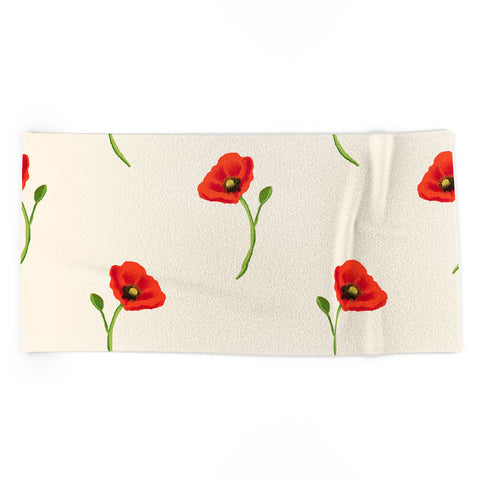 Becky Bailey Poppy Pattern in Red Beach Towel