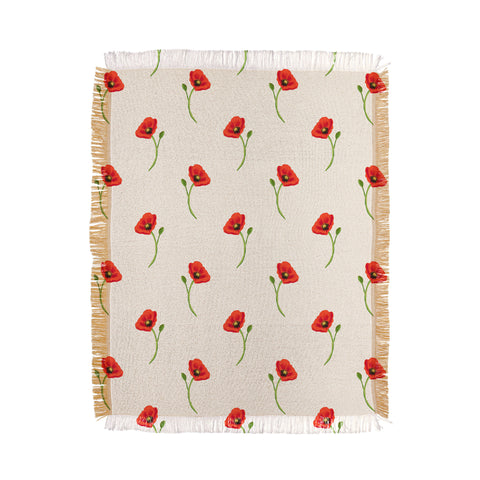 Becky Bailey Poppy Pattern in Red Throw Blanket