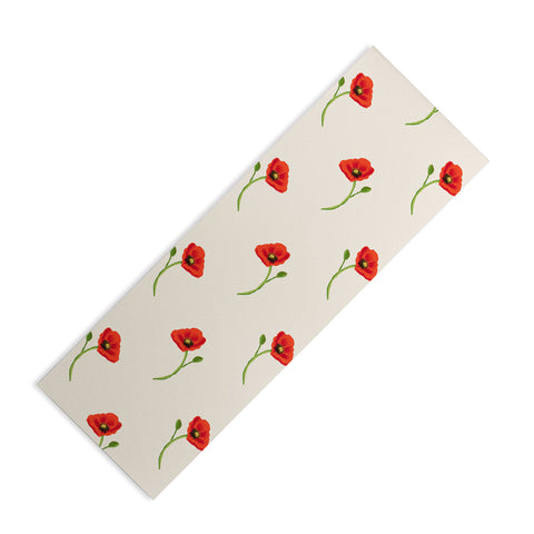 Becky Bailey Poppy Pattern in Red Yoga Mat