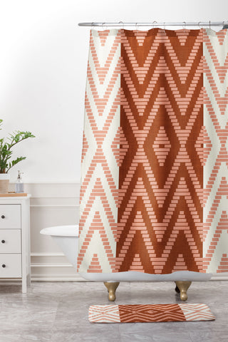 Becky Bailey Rattan in Rust Shower Curtain And Mat