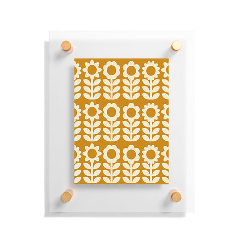 Becky Bailey Retro Flower Garden in Gold Floating Acrylic Print