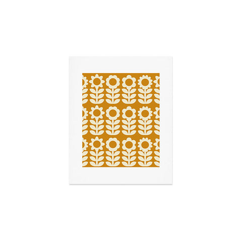 Becky Bailey Retro Flower Garden in Gold Art Print