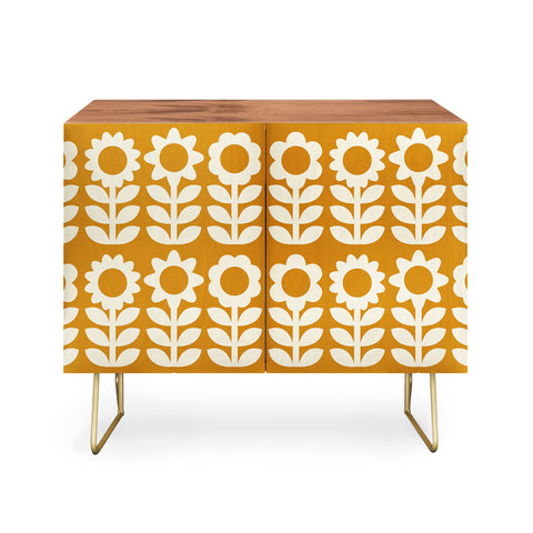 Becky Bailey Retro Flower Garden in Gold Credenza