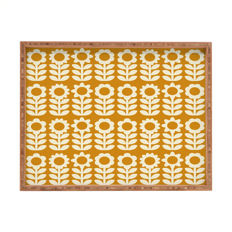 Becky Bailey Retro Flower Garden in Gold Rectangular Tray