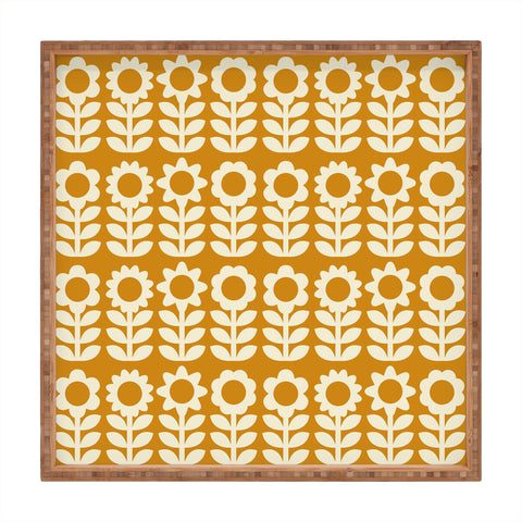 Becky Bailey Retro Flower Garden in Gold Square Tray