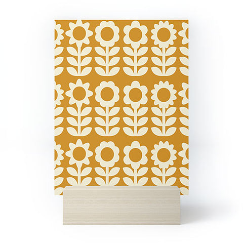 Becky Bailey Retro Flower Garden in Gold Mini Art Print