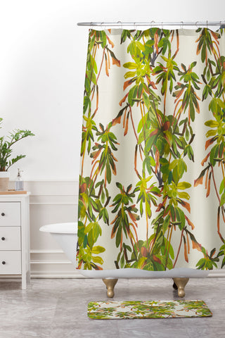 Becky Bailey Rhododendron Plant Pattern Shower Curtain And Mat