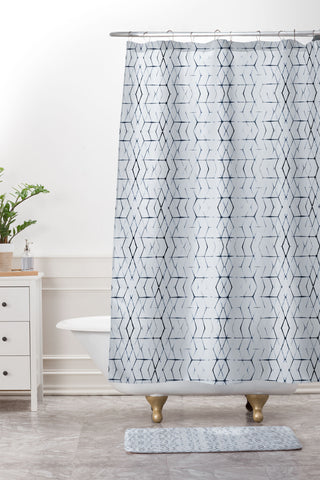 Becky Bailey Shibori Diamonds Shower Curtain And Mat